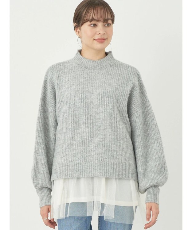 earth music&ecology ＦＬＵＦＦＹハイネックプルオーバー Light Gray Mixture