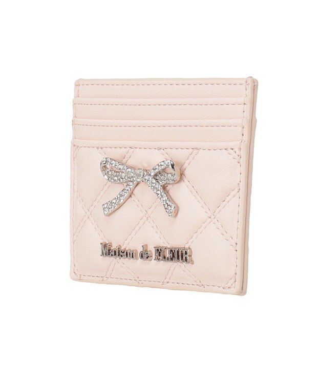 Maison de FLEUR リボンビジューキルティングカードケース Light Pink