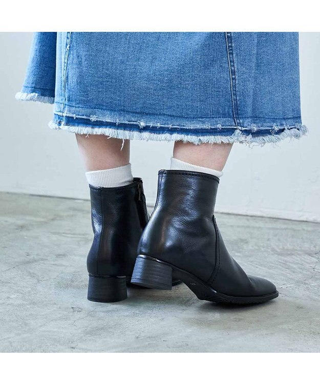 ing <ing>【WEB限定】スクエアトゥショートブーツ ブラック