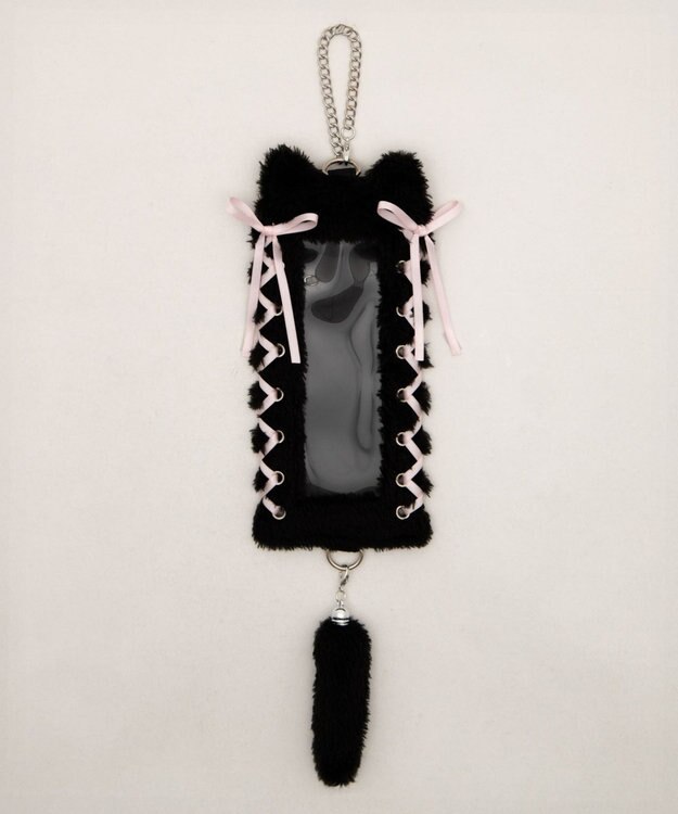 WEGO 【痛バ＆推し活グッズ】なりきりネコロングフォトケースキーホルダ－ ブラック