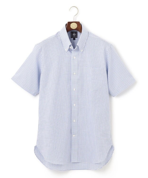 J.PRESS MEN 【EXTRA COMFORT / 形態安定・ストレッチ・抗菌防臭・速乾】ピンオックス ファンシーチェック 半袖シャツ/B.D. サックスブルー系3
