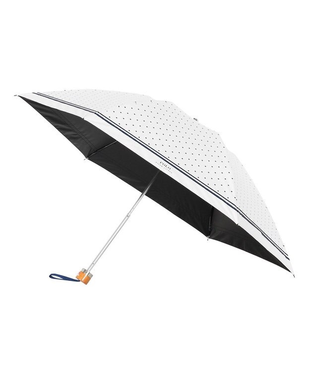 MOONBAT POLO RALPH LAUREN 晴雨兼用日傘 折りたたみ傘 ドット×グログラン／一級遮光 遮熱 UV オフホワイト