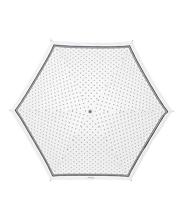 MOONBAT POLO RALPH LAUREN 晴雨兼用日傘 折りたたみ傘 ドット×グログラン／一級遮光 遮熱 UV オフホワイト