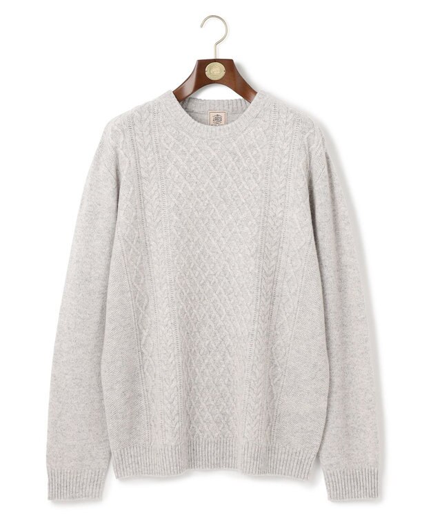 J.PRESS MEN 【KING SIZE】【Cash Lamb’s wool】ケーブルニット / クルー ライトグレー系