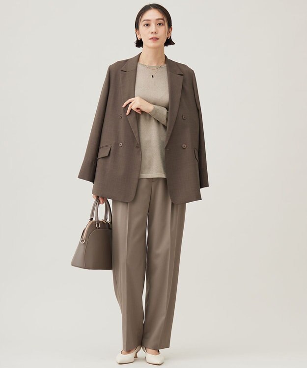 自由区 L 【カタログ掲載・洗える】TWラチネストレッチワイド パンツ モカ