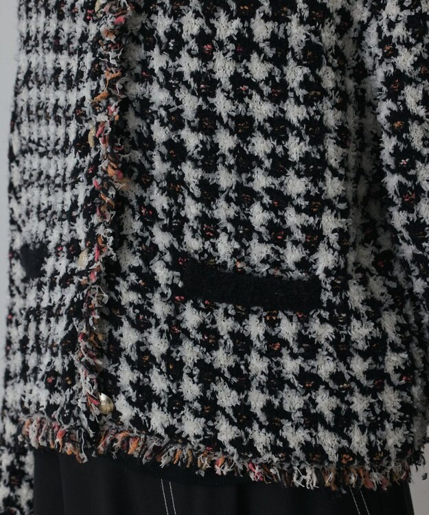 GRACE CONTINENTAL ツイードニットショートカーディガン ブラック