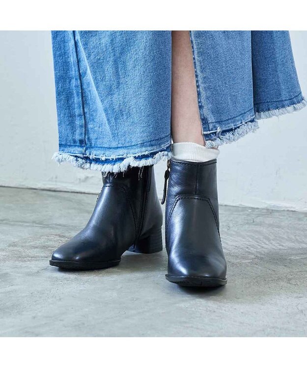 ing <ing>【WEB限定】スクエアトゥショートブーツ ブラック