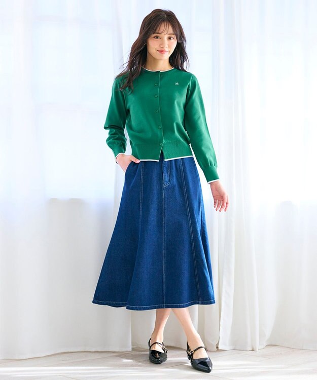 Feroux ロゴ刺繍ニット カーディガン パイングリーン系