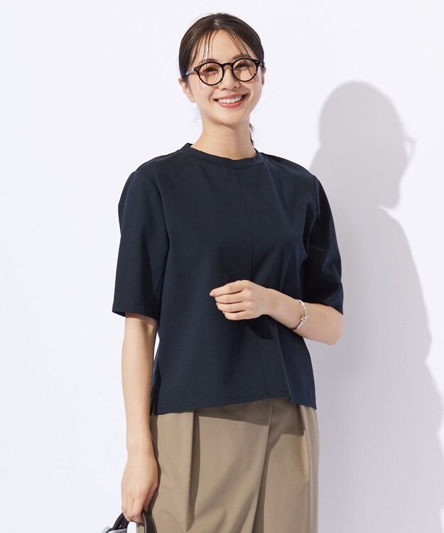 J.PRESS LADIES L TCポンチ モックネック カットソー ネイビー系