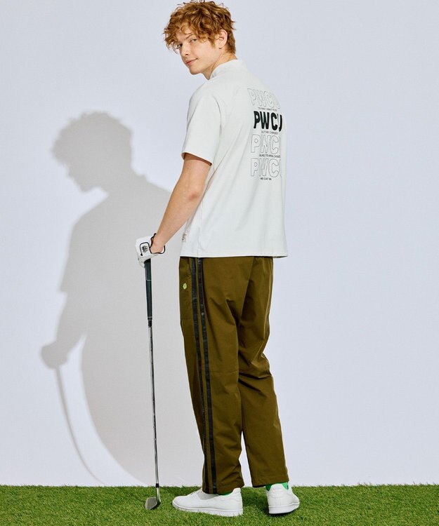 PW CIRCULUS 【撥水加工/ストレッチ】サイドストライプ ワイドパンツ ゴルフ カーキ系