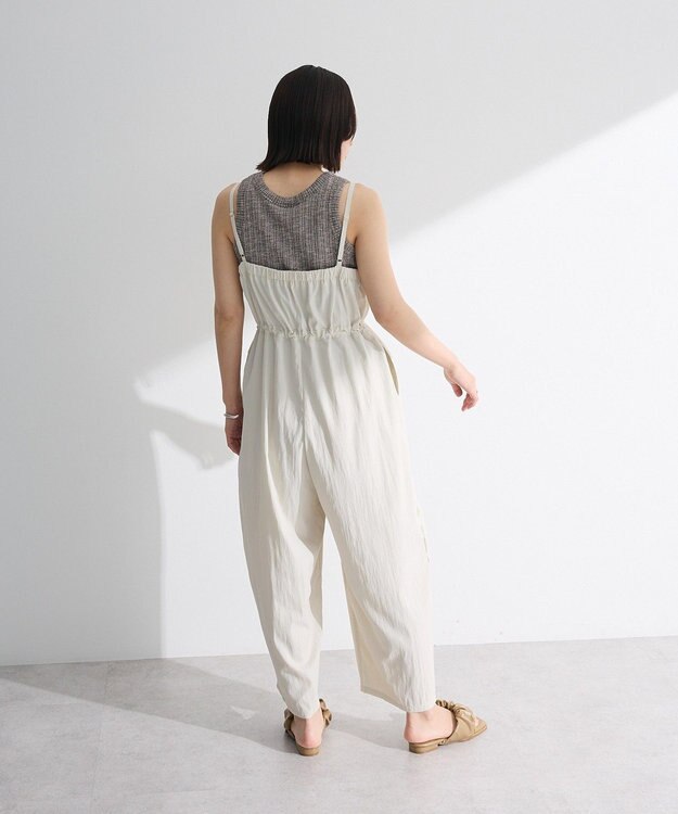 Green Parks ＺＩＰ付きドロストコクーンサロペット Ecru