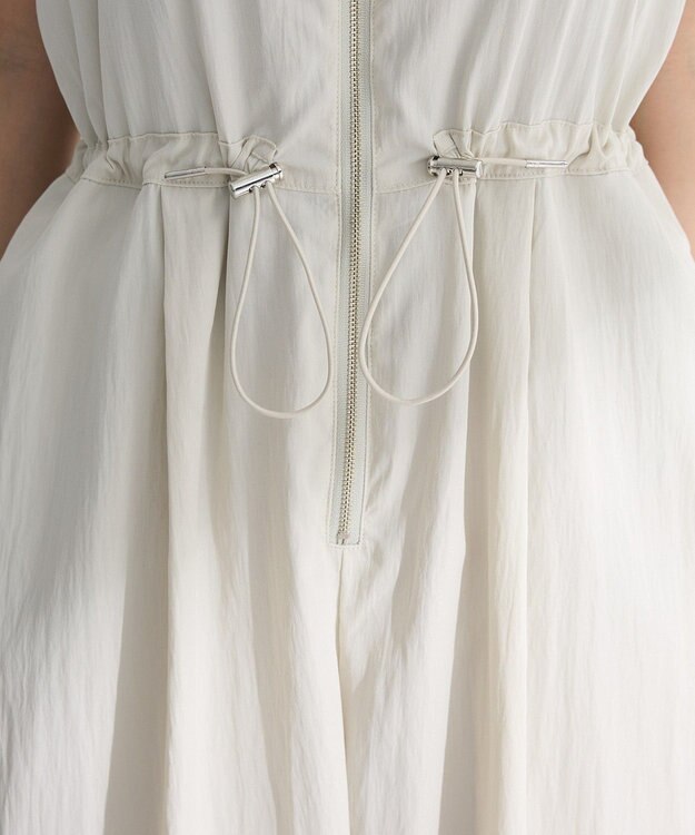 Green Parks ＺＩＰ付きドロストコクーンサロペット Ecru