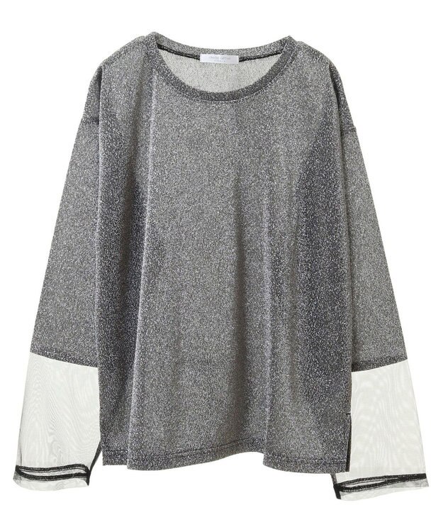 Green Parks 袖チュールドッキングラメプルオーバー Black