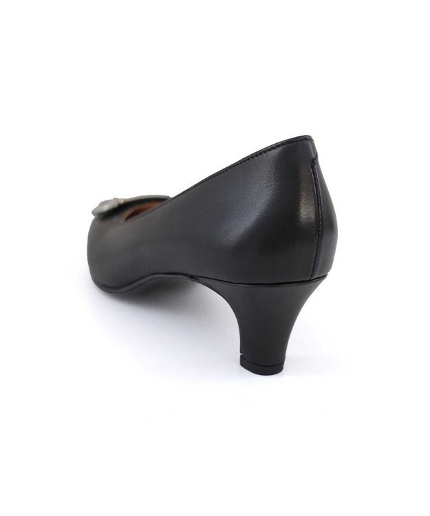 Pointer 【5cmヒール】日本製 高級本革モチーフ付きパンプス ブラック