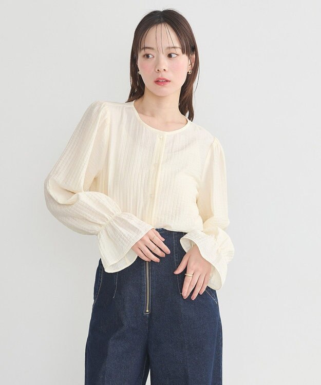 earth music&ecology ２ＷＡＹスクエアラッフルカラーブラウス Yellow