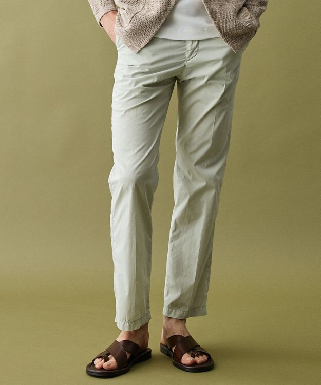 JOSEPH ABBOUD 【ウエストも伸びる!/JAPANファブリック】ヴィンテージコットン ストレッチ パンツ ライトグリーン系