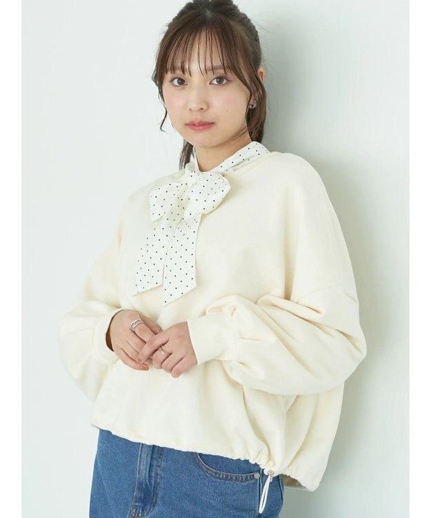 earth music&ecology 裏毛ドロストプルオーバー Ivory