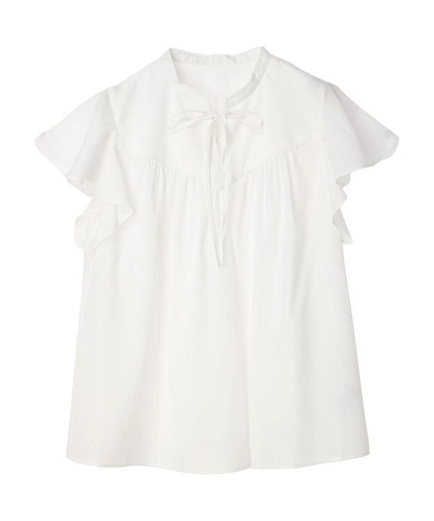 earth music&ecology ギャザーフレンチスリーブブラウス Off White