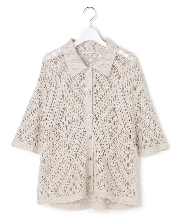 23区 【先行予約】エンブロイダリーレース ポロ ニット ベージュ系