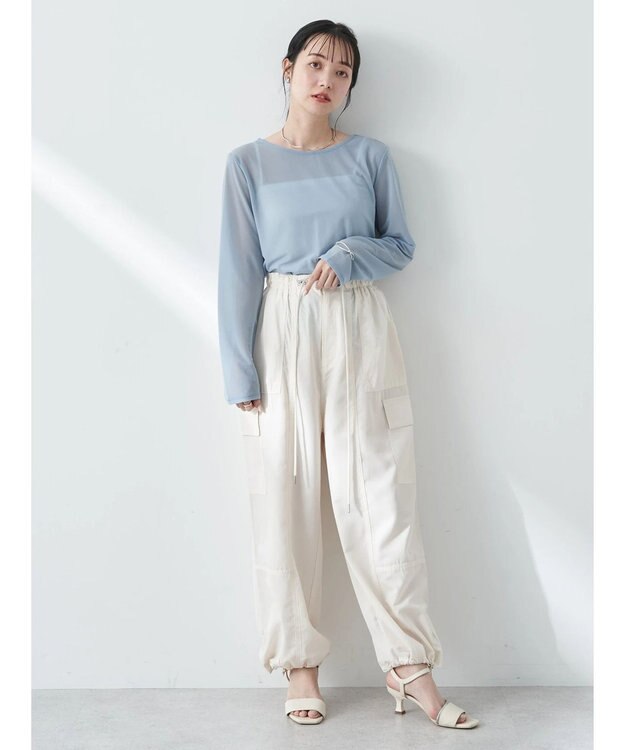 earth music&ecology シアーカットプルオーバー Grayish Blue