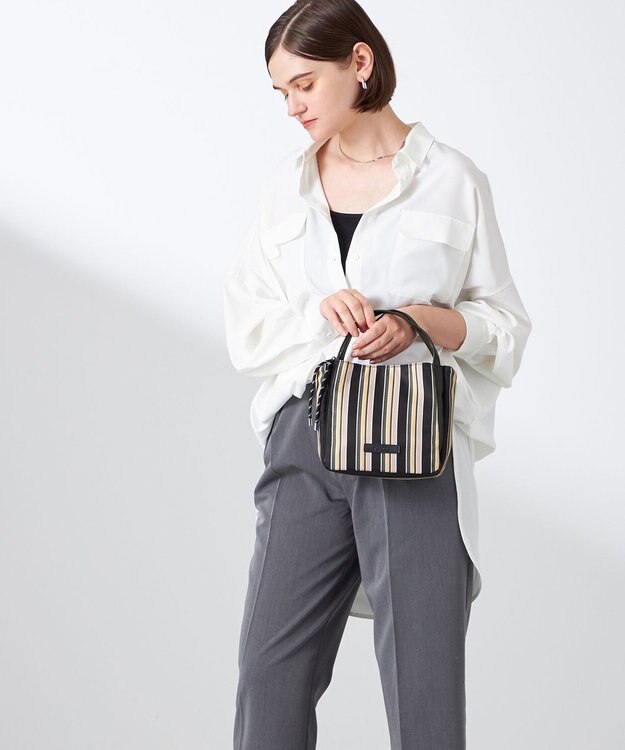 Y'SACCS マルチストライプ すっきりトート Sサイズ ブラック