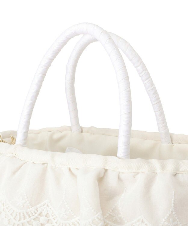 Maison de FLEUR 【2Way】レースフリルメイズ2Wayカゴバッグ White