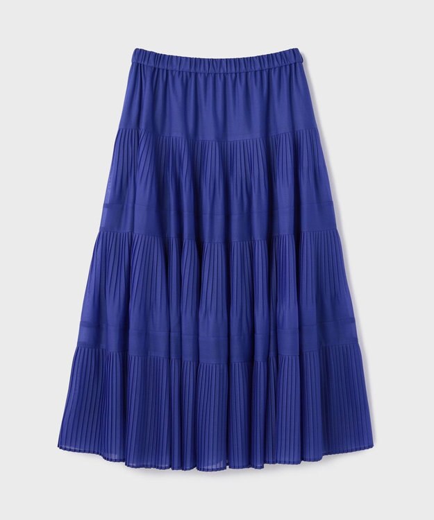 GRACE CONTINENTAL プリーツティアードスカート ブルー