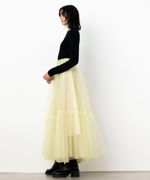 NAVE 【Nave・洗える】チュールフレアースカート イエロー系
