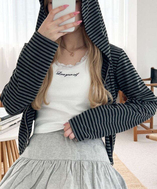 WEGO 【カップ付きインナー】カップインレースタンク ホワイト