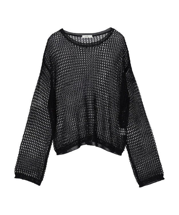 earth music&ecology レーシーニットプルオーバー Black