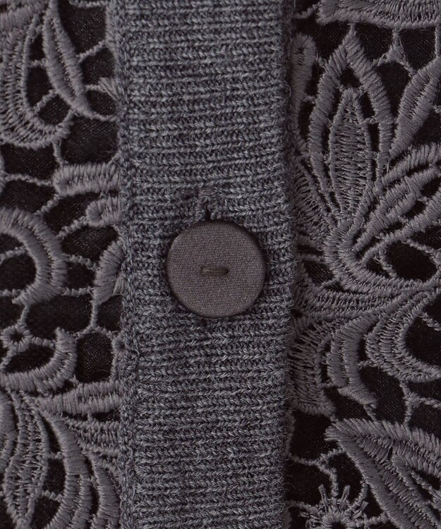 自由区 【カトリエムブーケ】Tricot de dentelle レースカーディガン チャコール