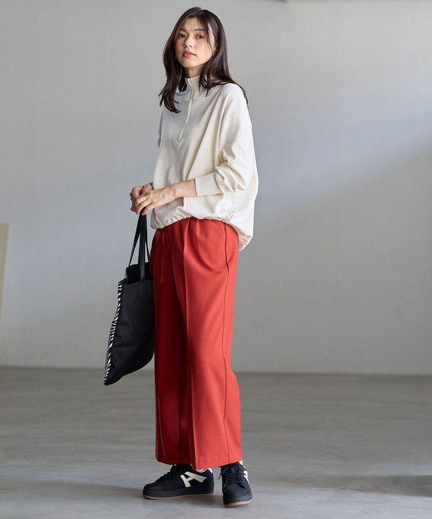 ANY L スウェットライクハーフジップニット エクリュ