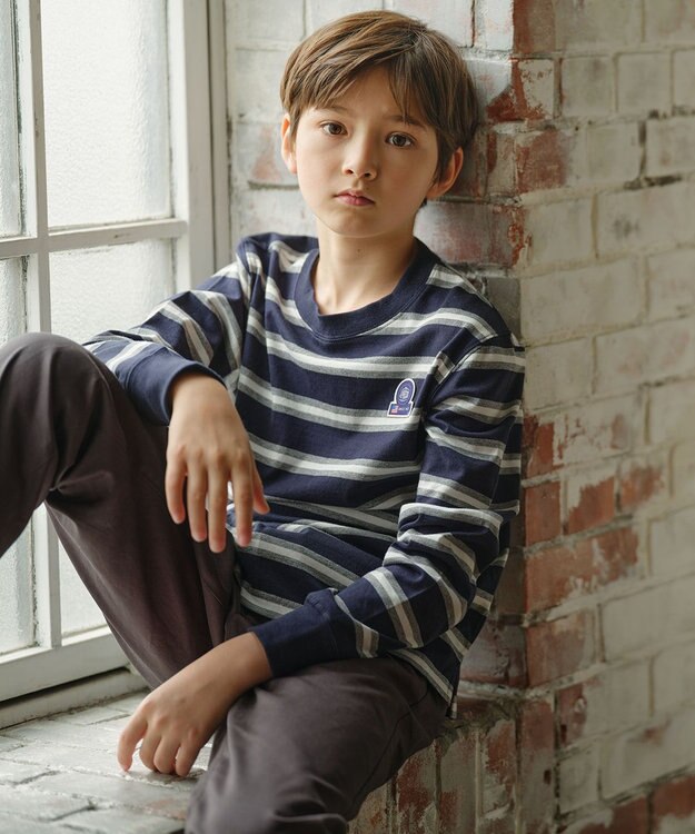 J.PRESS KIDS 【110-130cm】ボーダー 長袖Tシャツ ネイビー系1