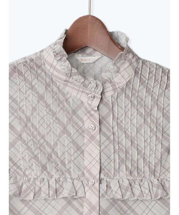 Te chichi パターンアソートシフォンフリルブラウス グレー