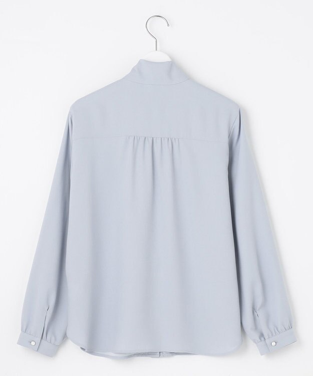 J.PRESS LADIES S 【洗える】ヌーディスバックサテン ボウタイ ブラウス サックスブルー系