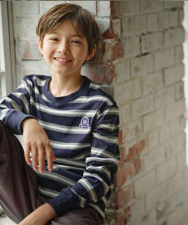 J.PRESS KIDS 【110-130cm】ボーダー 長袖Tシャツ ネイビー系1