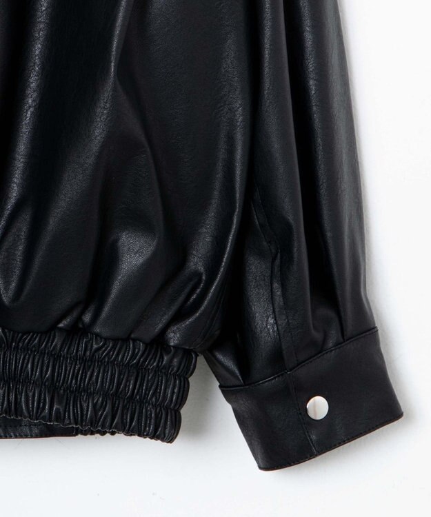 WEGO ヴィンテージライクFレザーBIGブルゾン ブラック