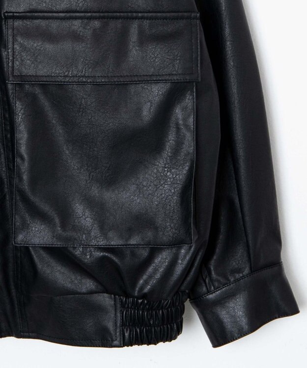 WEGO ヴィンテージライクFレザーBIGブルゾン ブラック