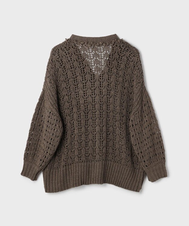 GRACE CONTINENTAL zipミドルニットカーディガン ブラウン