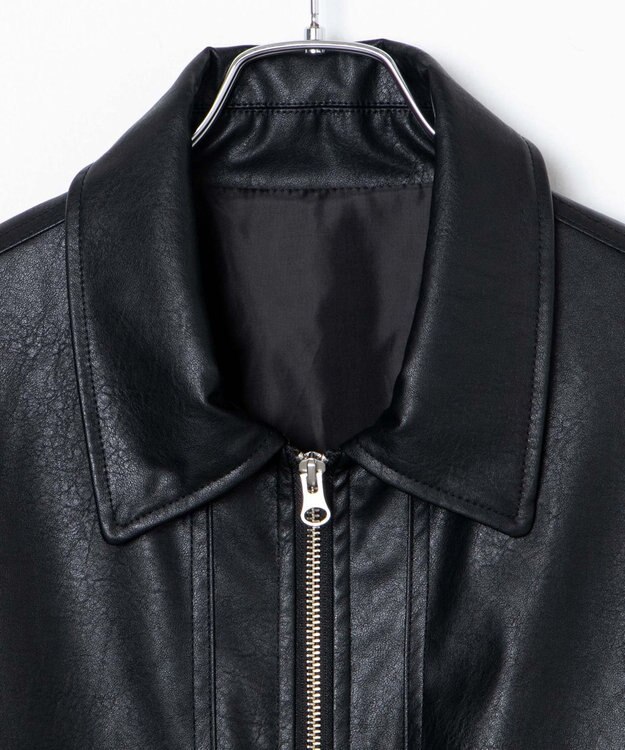 WEGO ヴィンテージライクFレザーBIGブルゾン ブラック