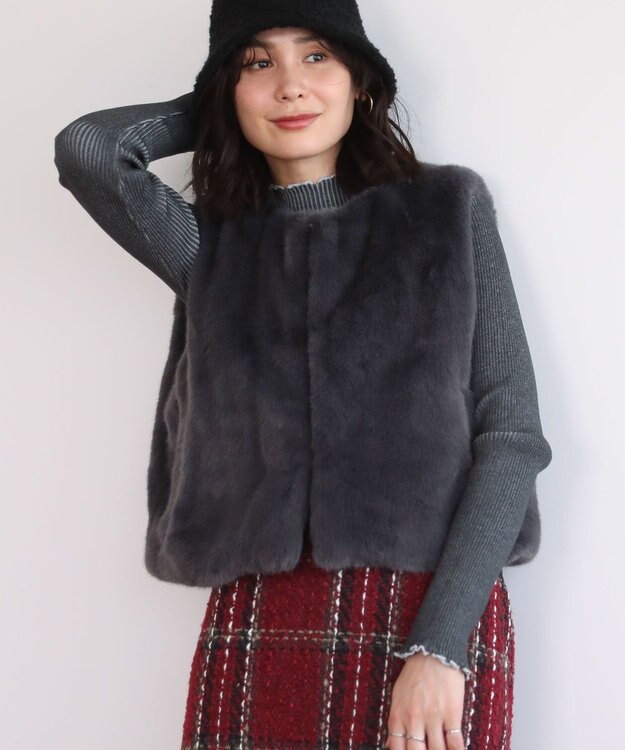 Green Parks ・ＡＮＤＳＥＡＲＣＨ　メランジリブハイネックニット Charcoal Gray