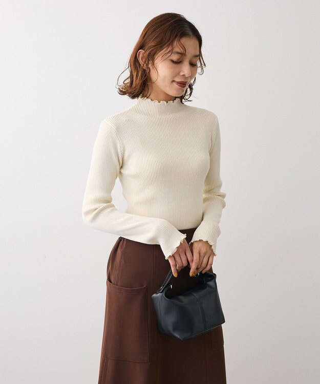 Green Parks ・ＡＮＤＳＥＡＲＣＨ　メランジリブハイネックニット Ivory