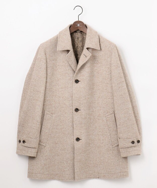 JOSEPH ABBOUD 【尾州産カシミヤブレンド素材/軽量】カシミヤブレンドアルパカヘリンボーン ステンカラーコート ベージュ系7