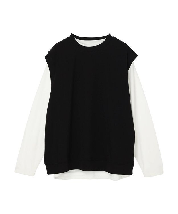 CRAFT STANDARD BOUTIQUE 梨地カットベスト＋Ｌ／Ｓ　ＴＥＥーＳＥＴ Black