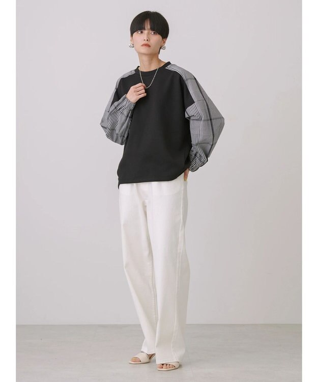 AMERICAN HOLIC イージーケア異素材ポンチプルオーバー Off White