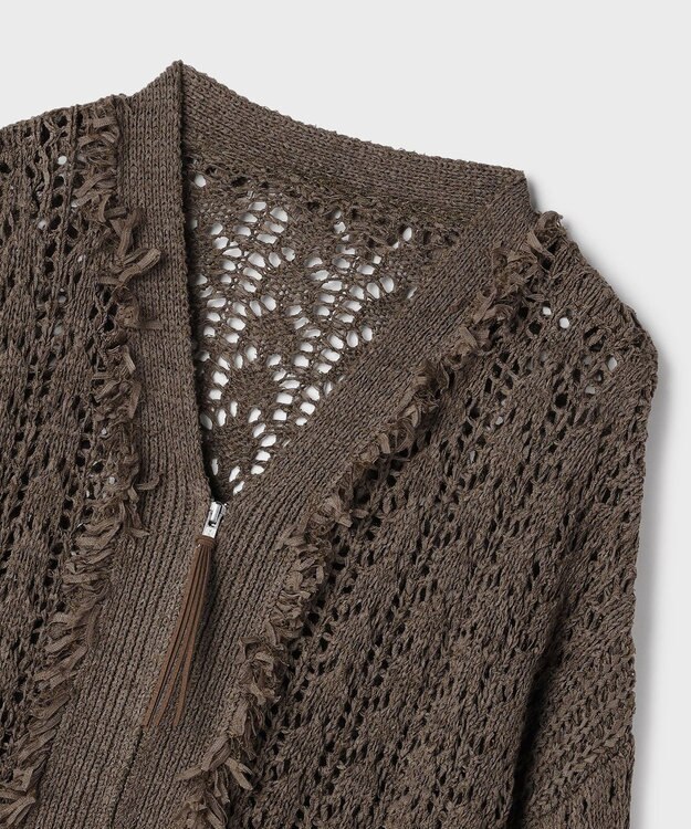 GRACE CONTINENTAL zipミドルニットカーディガン ブラウン