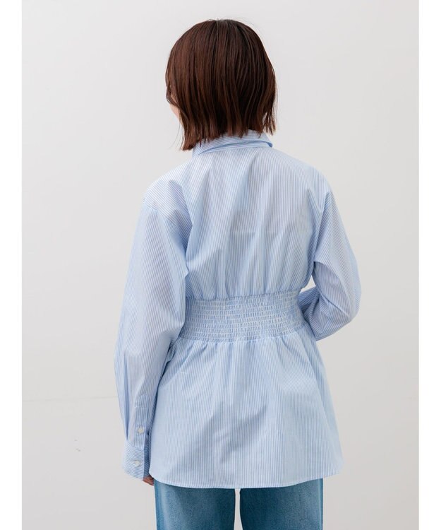 Te chichi ペプラムシャーリングシャツブラウス サックスブルー