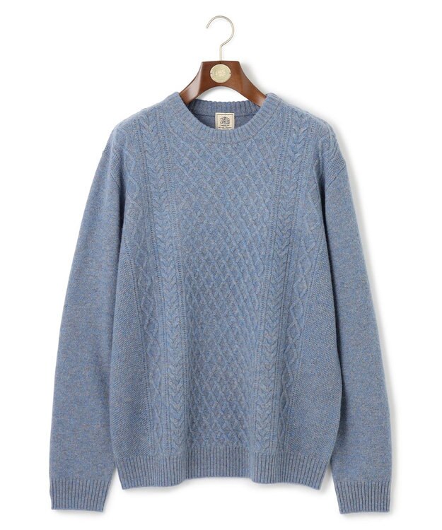 J.PRESS MEN 【KING SIZE】【Cash Lamb’s wool】ケーブルニット / クルー ブルー系