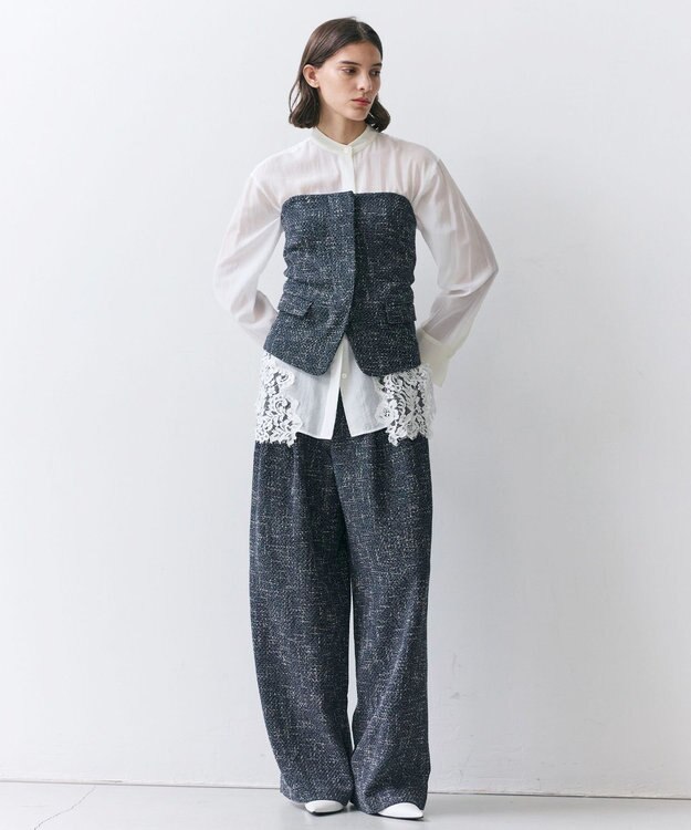 BEIGE， TRIPHANE / バックニットツイードビスチェ Navy Mix