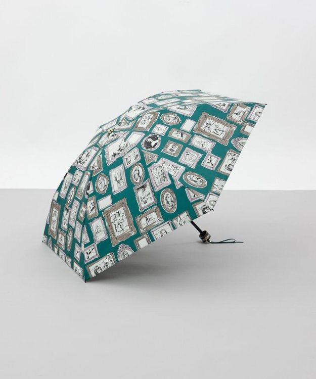 AURORA 【 Beaurance （ビューランス）】プリント額縁柄晴雨兼用傘（折りたたみ傘） グリーン